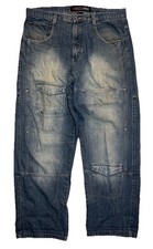 Vtg SouthPole Wide Baggy Leg Cargo Pockets Jeans Y2K Men s 40x33 Skate Grunge