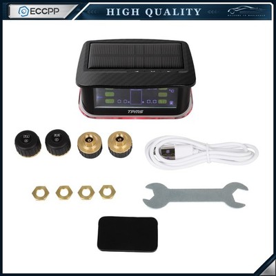 Black RV Tire Pressure Sensor 1PC TPMS Solar Monitor 4pc Sensors w/Alarm Modes