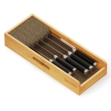 SpaceAid Bamboo Knife Drawer Organizer Insert Kitchen Block for Steak Knives ...