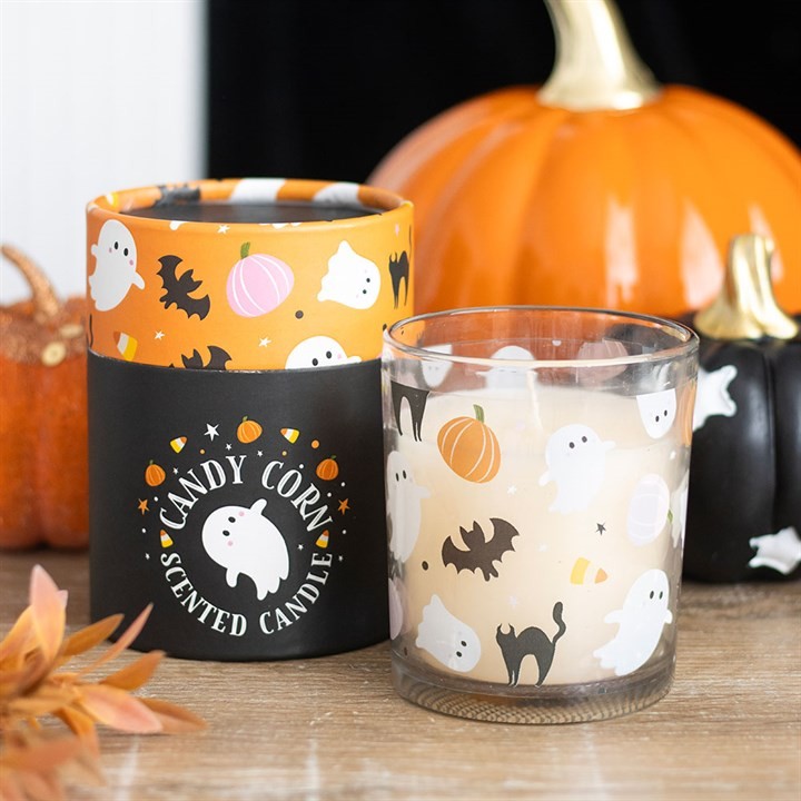 Sweet and Spooky Candy Corn Halloween Gothic Novelty Candle