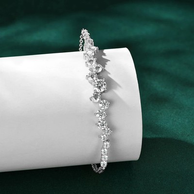 2.58ct Round Cut Lab Created Diamond Test Pass VVS1/D 18K Gold Bracelet