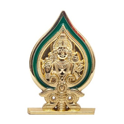 Lord Murugan Blatt Statue für Tempel/Auto Armaturenbrett (Metall, goldfarben)