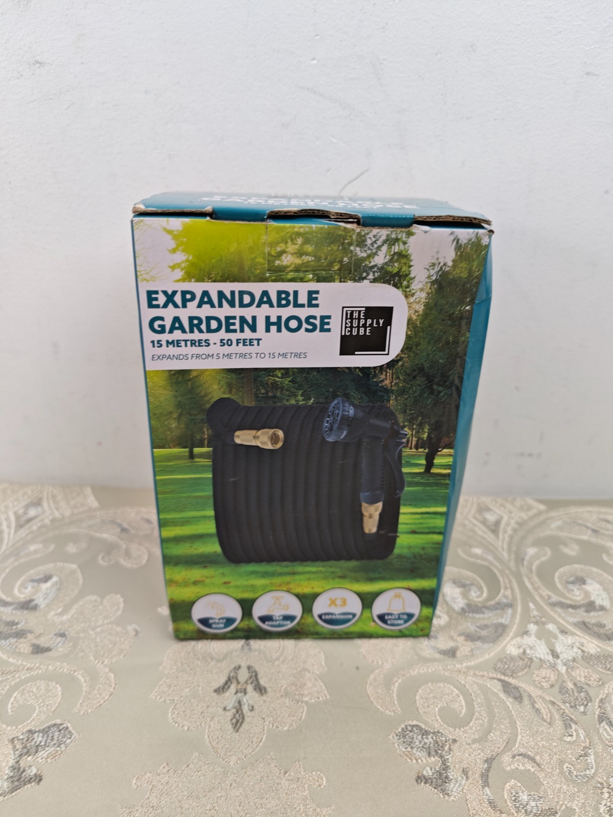 Supply Cube 50FT Expandable Garden Hose - Flexible Garden Hose with 8 Spray Mode