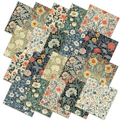 Hahafelt 10 Pcs 20''x20'' Quilting Fabric Bundles William Morris Flowers