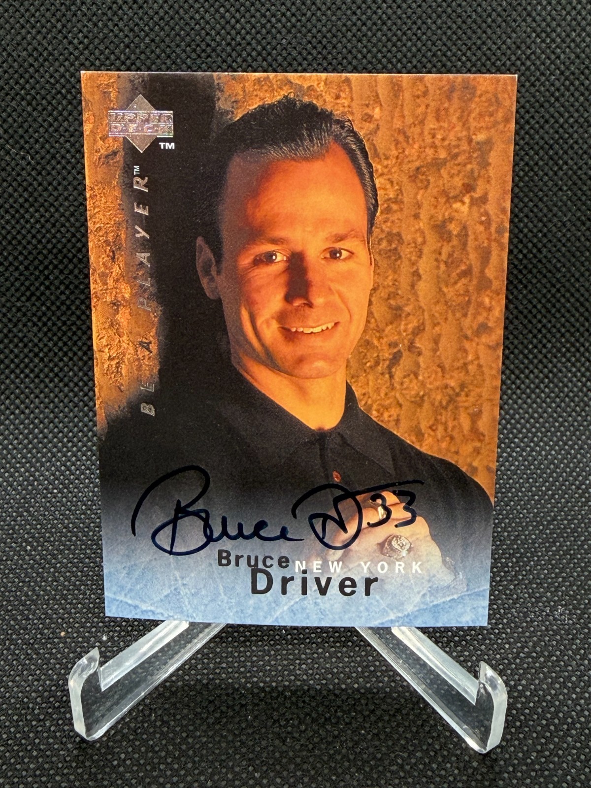 1995-96 Upper Deck Be A Player Bruce Driver #S147 On-Card Autograph NHL NM