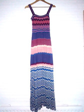 **SALE £1** MULTI COLOURLONG CROCHET KNIT DRESS UK 8-10 L: 58"-59" TALL FIT