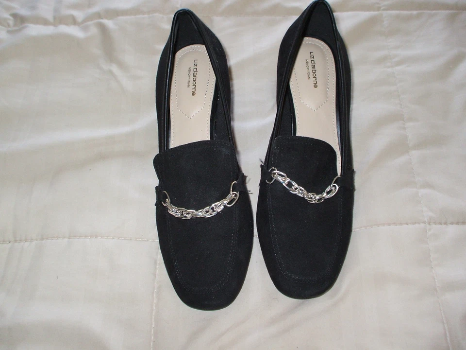 Liz Claiborne New Women's Manhattan Black Suede Pumps Block Heel - Image 2 of 4