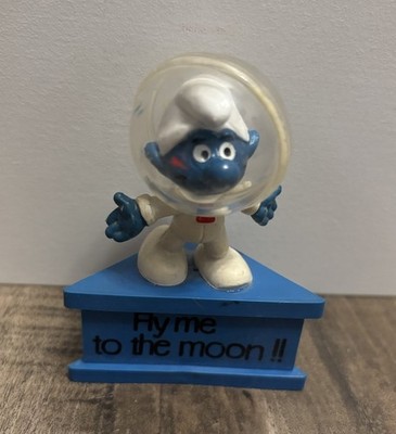 Vintage 80s Peyo Schleich Smurf A Gram Fly Me To The Moon - Rare