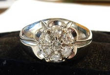 14K White Gold 2.5-2.75mm 7 Natural Diamond Kentucky Cluster Mens Ring Size 11