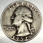 1952 D Washington 90% Silver Quarter Circulated Condition 25c US Coin - 2856