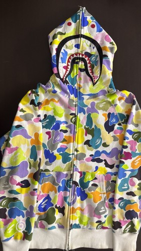Felpa con cappuccio e zip intera A Bathing Ape Bape Multi Camo Shark taglia media - Foto 1 di 10