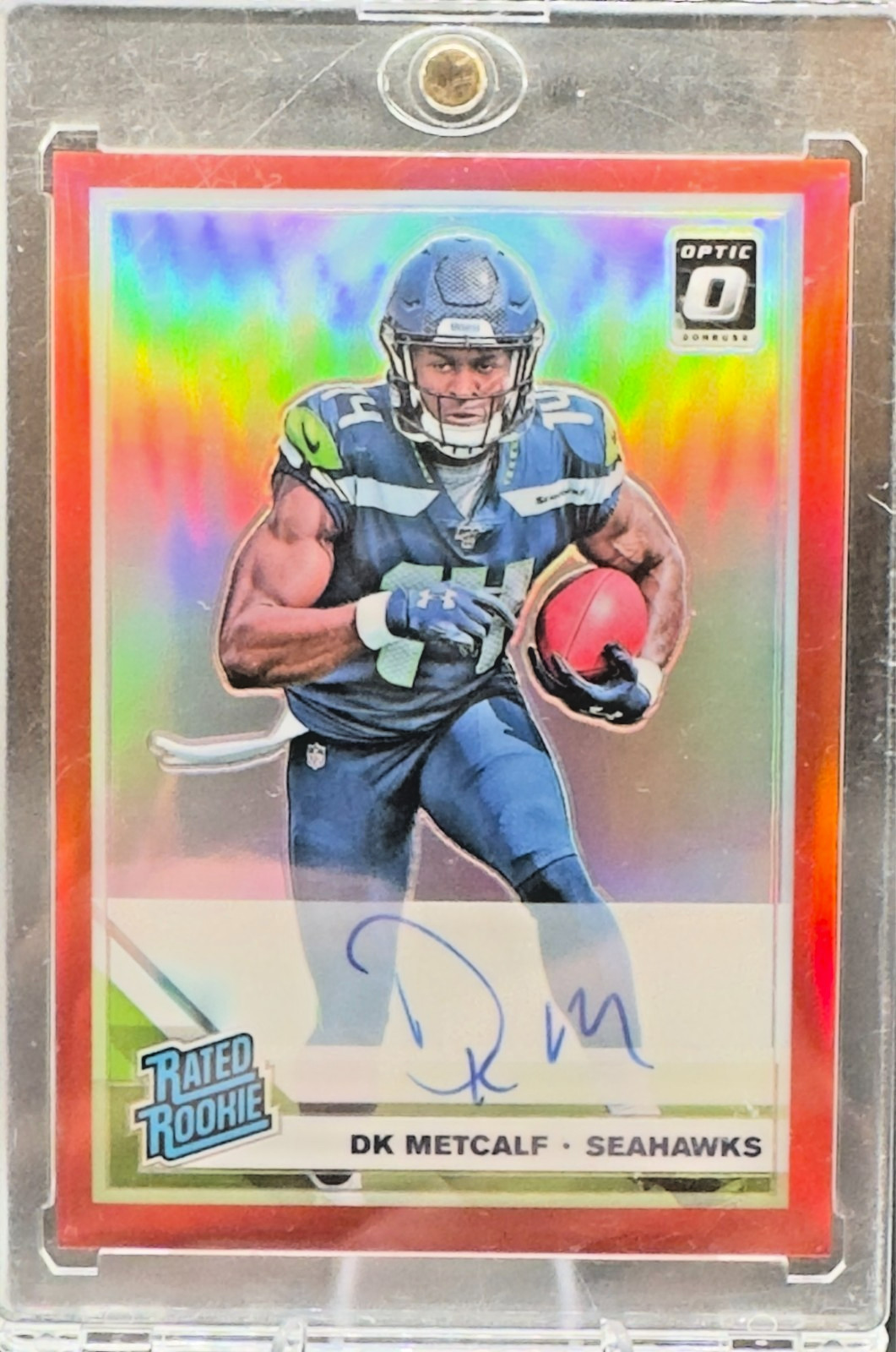 2019 Donruss Optic DK Metcalf Red Prizm Rated Rookie RC Auto /50 Seahawks