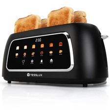 4 Slice Toaster with Touch Screen Control, 1.5" Wide Long Slot, BLACK