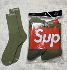 Supreme Hanes Crew Socks 4 Pack Green Mens Size 6-12 New Comfort Streetwear