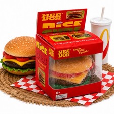 NeeDoh Nice Cube Burger Squishy Toy Soft Sensory Stress Relief Fidget Gift