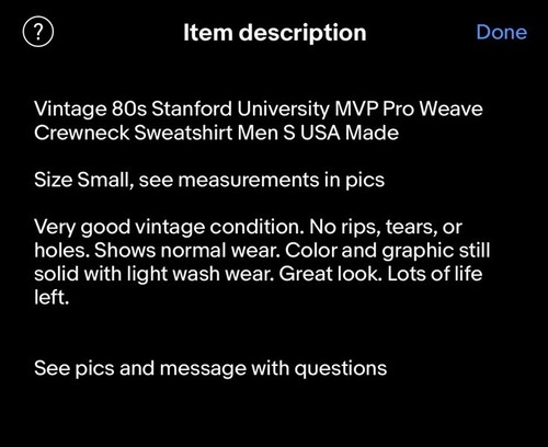 Vintage 80s Stanford University MVP Pro Weave Crewneck Sweatshirt Men S USA Made - Picture 15 of 15