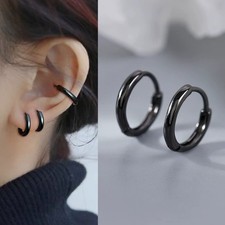 Hypoallergenic Black Small Huggie Hoop Earrings For Women Unisex Gift