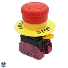 22mm 2 NC Red Mushroom Latching Emergency Stop Push Button Switch 10A 600V YW...
