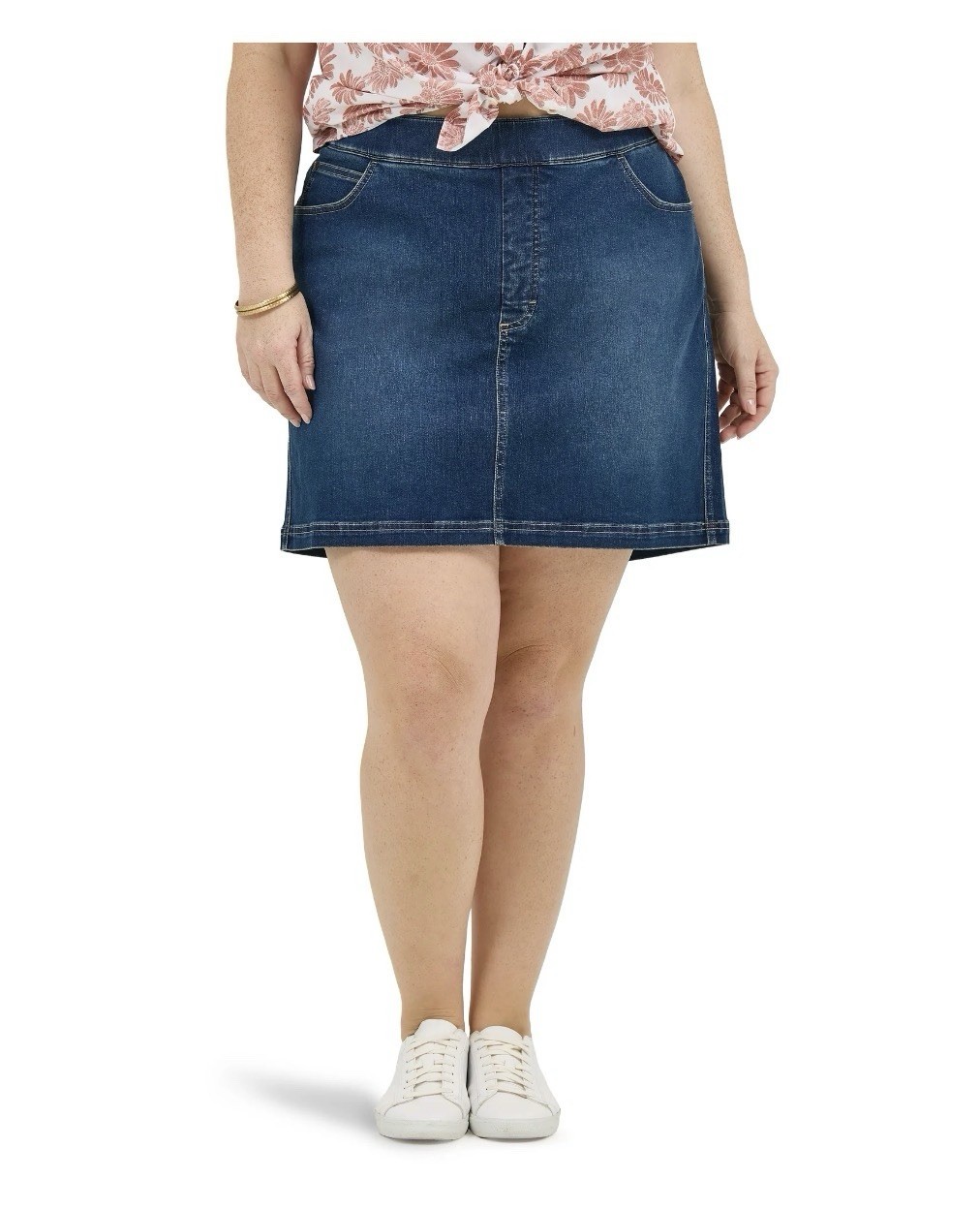 LEE Women’s Plus Size 3X Pull-On Denim Skort 4.5” Inseam • Night View