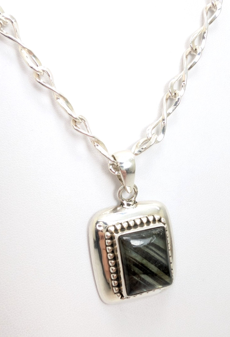 Sterling Silver 925 Labradorite Rectangular Cboch… - image 9