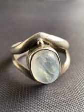 Vintage 925 Sterling Silver Ring Cabochon Moonstone Ring Handmade Size 5 US