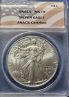 A 2024 $1 American Silver Eagle ANACS MS70 Flag Label