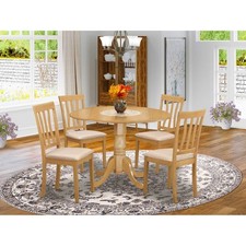 East West Furniture DLAN5-OAK-W 5 Piece Kitchen Table Set for 4 Includes a Round