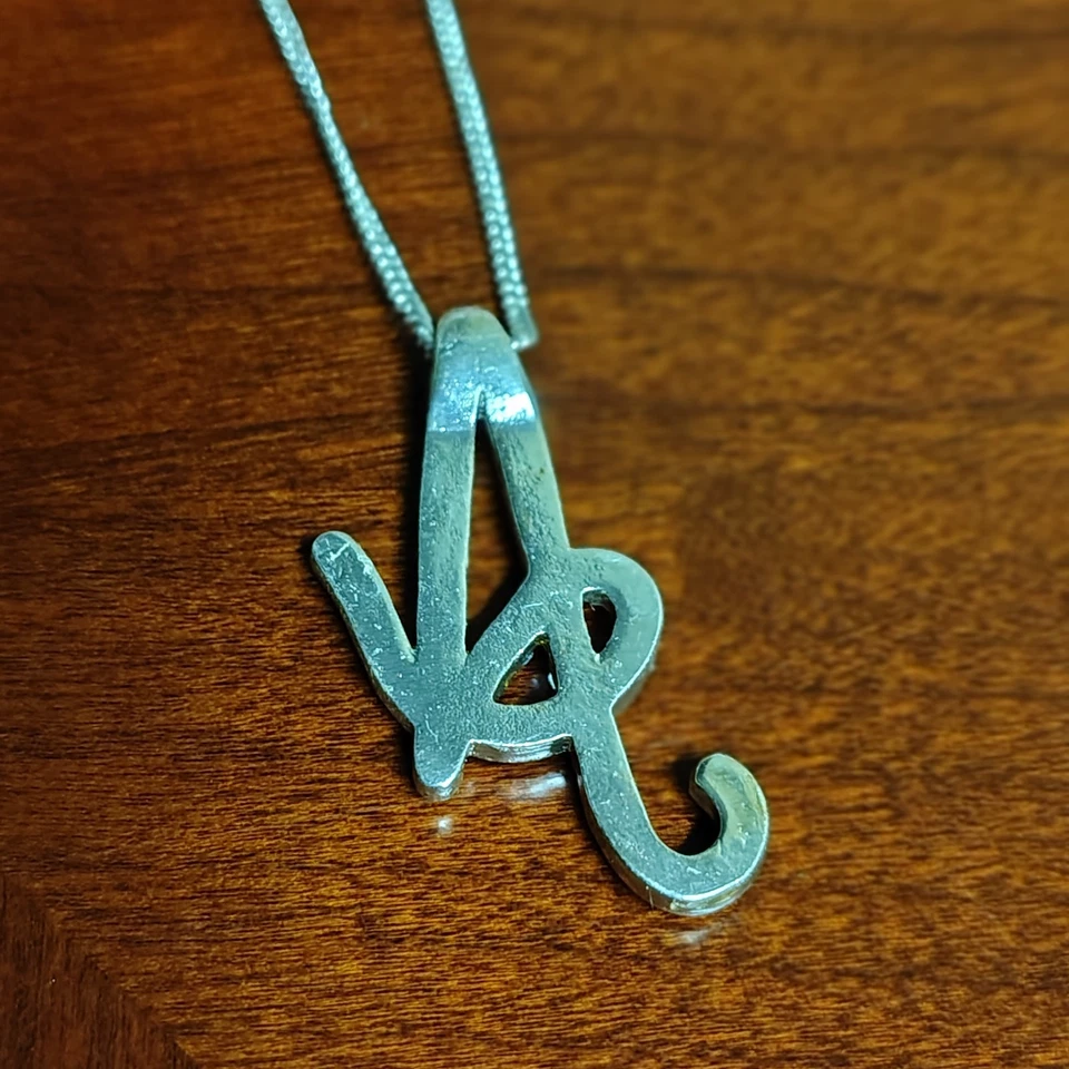 Cadena italiana colgante letra K inicial de plata de ley 925 y circonitas circonitas 16,25" Foto 3 de 4