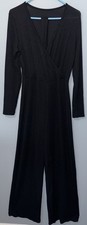 SHEIN Women’s Large Black Mesh Long Sleeve V-Neck Maxi Dress Jumpsuit Striped