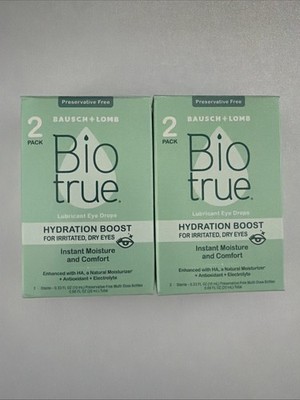 New Lot Of 2 Twin Packs Bio True Hydration Boost Eye Drops 4 Bottles EXP 2027+