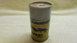 Vintage Safari Brand Beer can August Schell Brewing Co. Water Buffalo