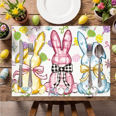 100 Pcs Watercolor Easter Bunny Paper Placemats, 10x14 Inch Disposable Rabbits..