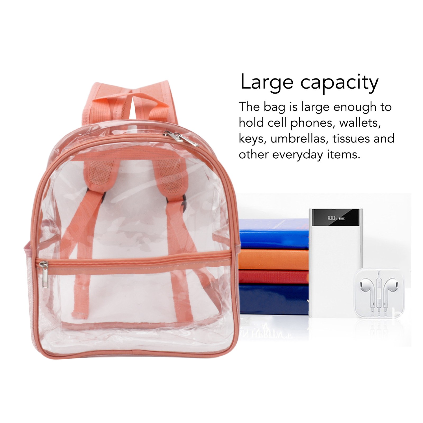 PVC Transparent Backpack Portable PVC Zipper Design High Capacity Clear Backpack