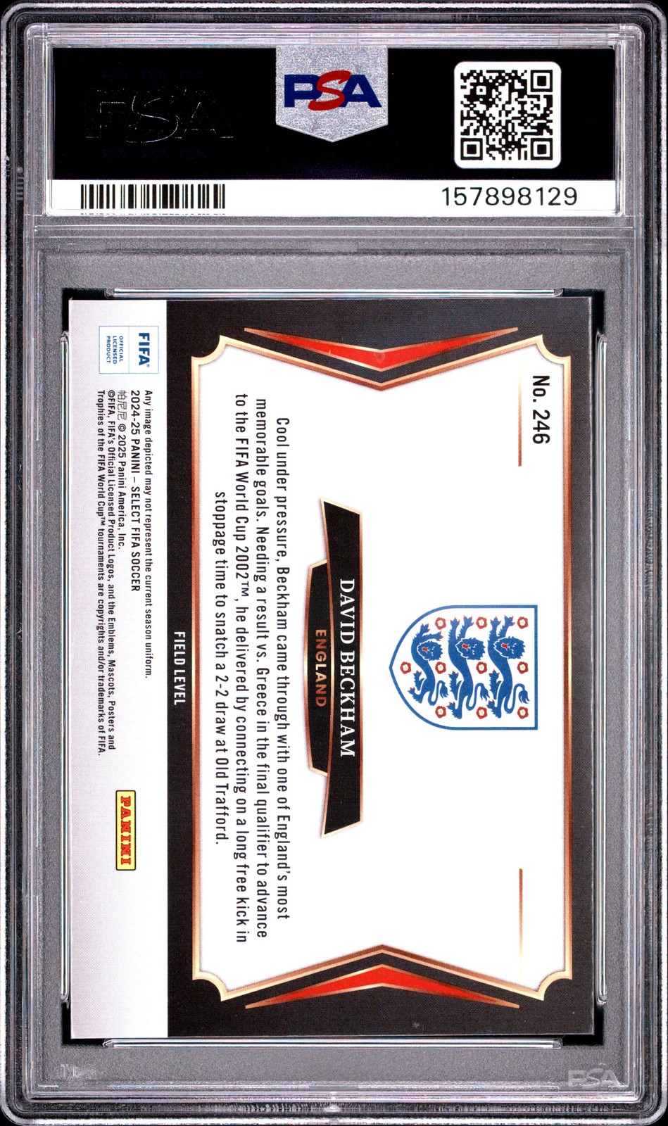 2024-25 PANINI SELECT FIFA #246 DAVID BECKHAM PSA 8 view 2