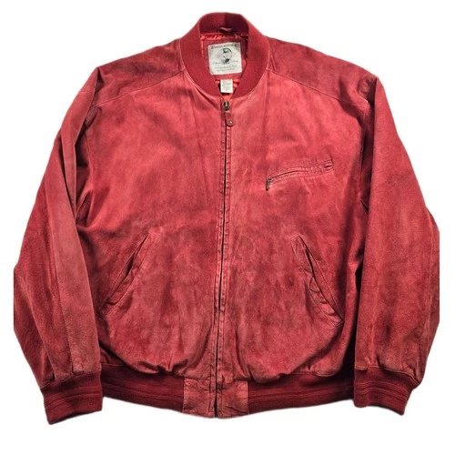 Vintage Banana Republic Suede Leather Bomber Jacket Mens XL Red Adventure RARE - product listing photo