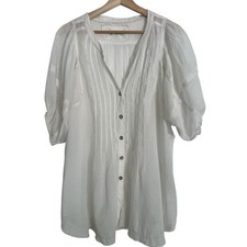 We The Free Blouse White Babydoll Poof Sleeve Tunic Womens S Oversize Sheer Boho