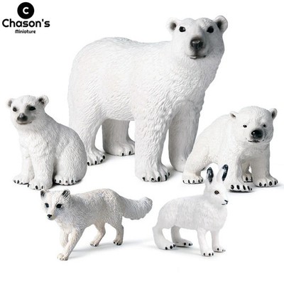Miniatur Tier Figuren Set Pinguine Eisbär Delfin Schneeeule Wolf Dekoration
