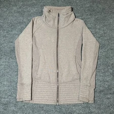 Lululemon Jacket Womens 4 Brown Full Zip Funnel Neck Stretch Fleece Thumb Holes