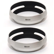 2 x 58mm Silver Chrome Metal lens Hood Leica Leitz Olympus Panasonic Canon Lens