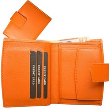 Geldbörse mit Außenriegel Nappa-Leder Kombibörse orange