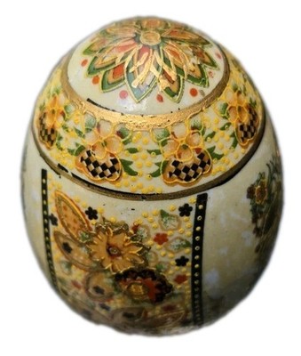 Decorative Ceramic Egg, Oriental Floral, Gold embellished, Easter Decoration