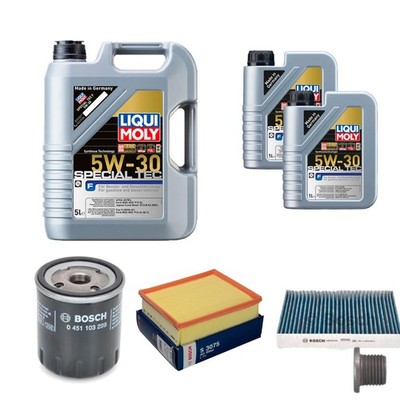 BOSCH Inspektionspaket 7 L Liqui Moly Special Tec F 5W-30 für Renault Clio II