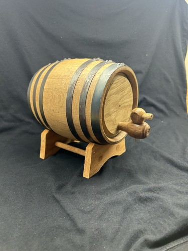 Mini Wooden Whiskey Barrel - Keg Dispenser with Stand 27 Fl Oz - Bar Decor