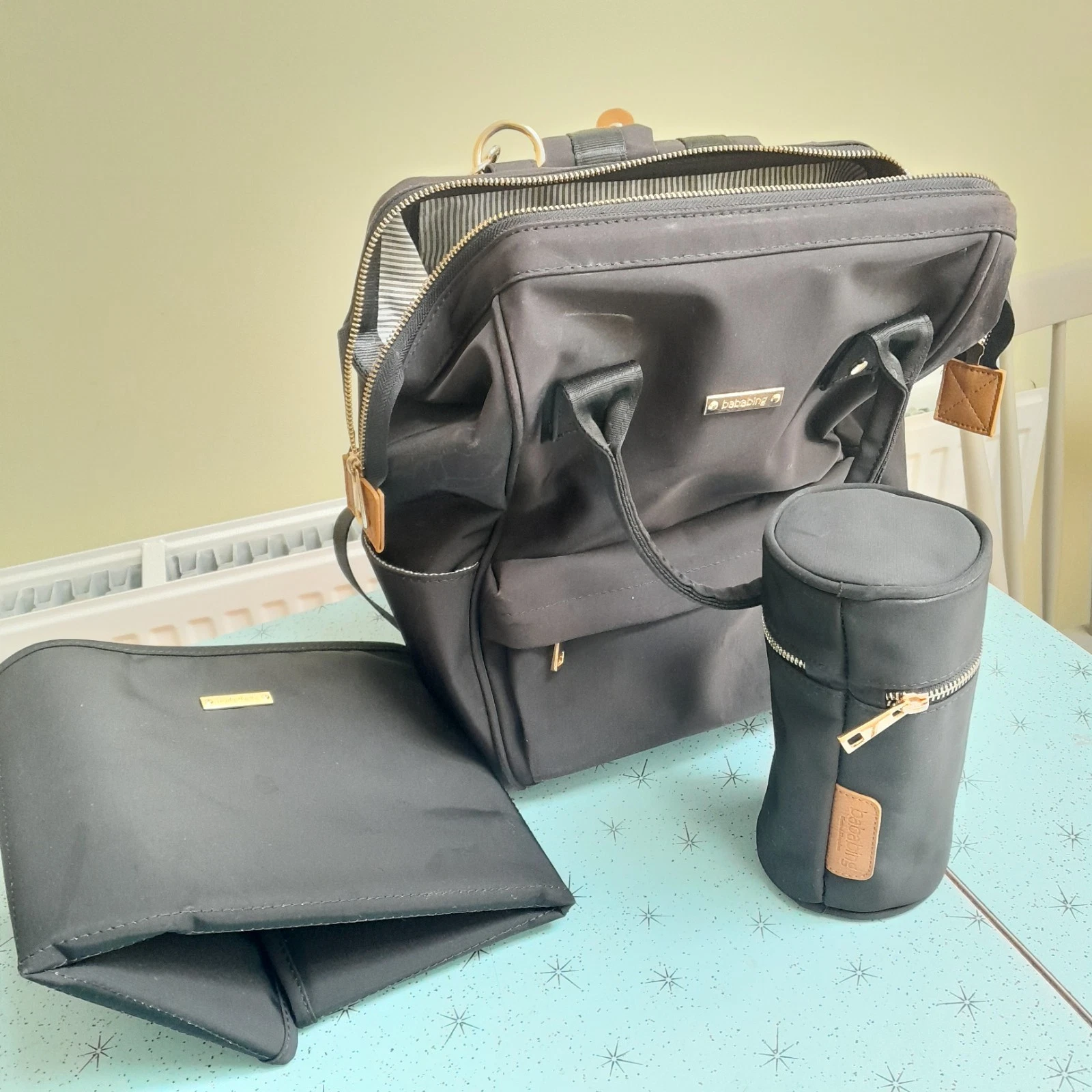 Bababing Black Changing Baby Backpack With Changing Mat and bottle holder
Opens in a new window or t