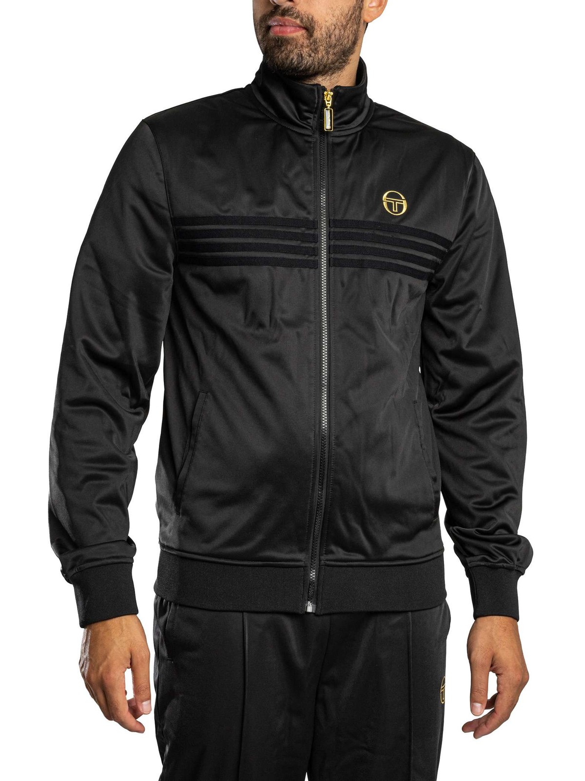 Sergio Tacchini Men's Black Varena Track Top Jacket /Gold Lurex - Size 38/Regular - Image 2