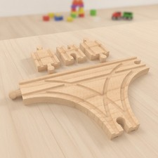 4 Pc Beech Wood T-Track Switch Set for Thomas Friends, Chuggington