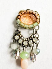 Ayala Bar Unique Handcrafted Bead, Fabric, And Glass Post Earrings - Pierced