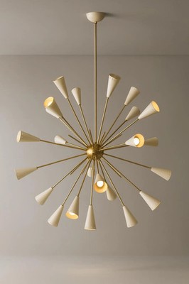 Pearl White Sputnik Chandelier 24-Light Mid-Century Modern Style Ceiling pendant