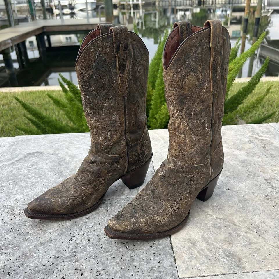 Botas vaqueras Dan Post El Paso para mujer talla 9 M cuero marrón vaquera DP3247 Foto 2 de 4