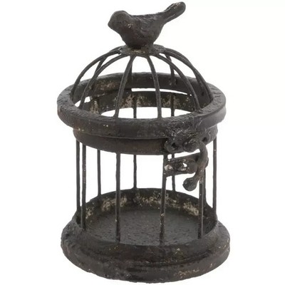 Small Vintage Black Metal IRON bird cage hinged top that opens birdcage 5.5''